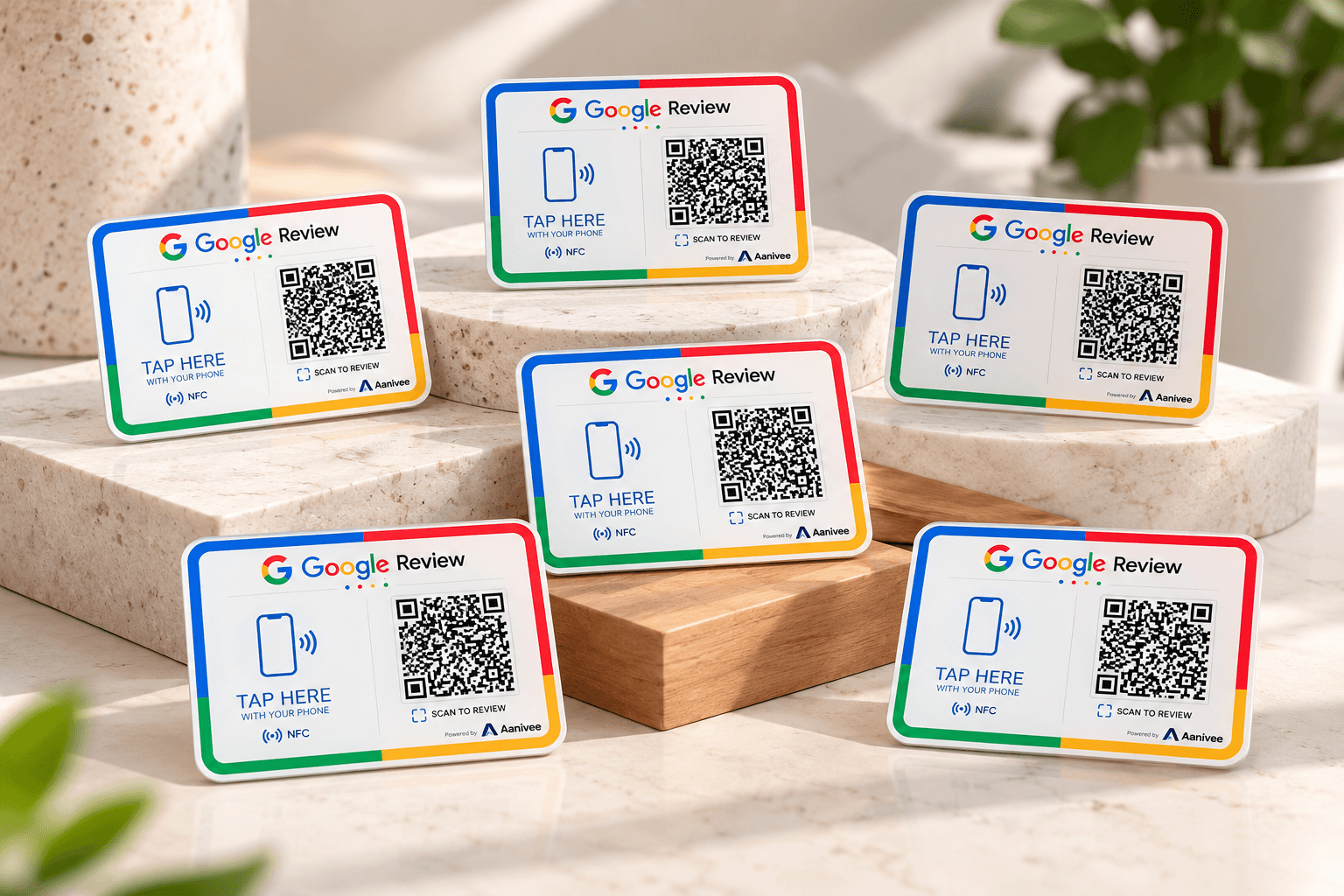 Showcase produk NFC dan QR Google Review